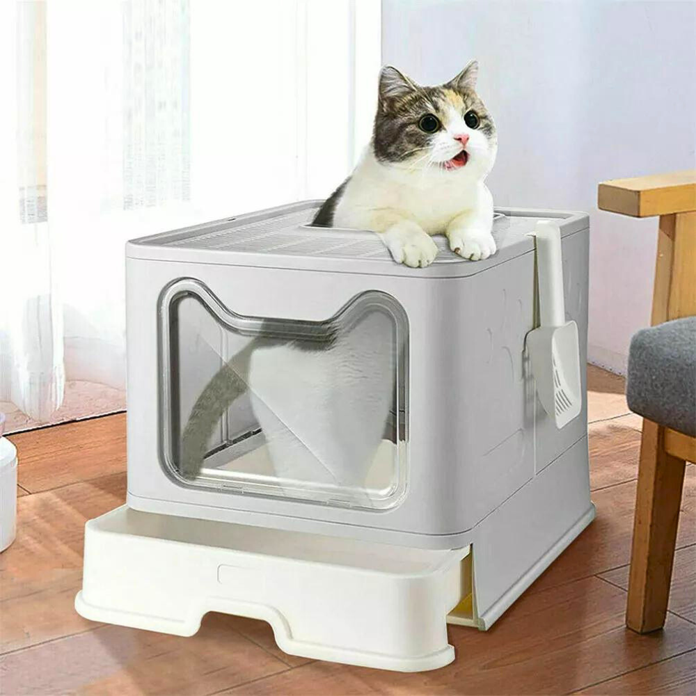 Tidy Cat Litter Box Enclosure with Portable Scoop Drawer_1