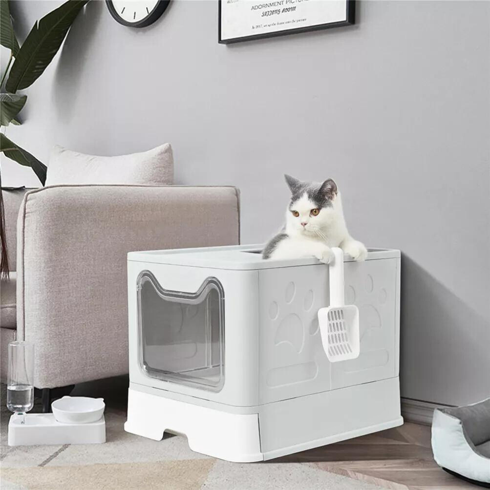 Tidy Cat Litter Box Enclosure with Portable Scoop Drawer_2