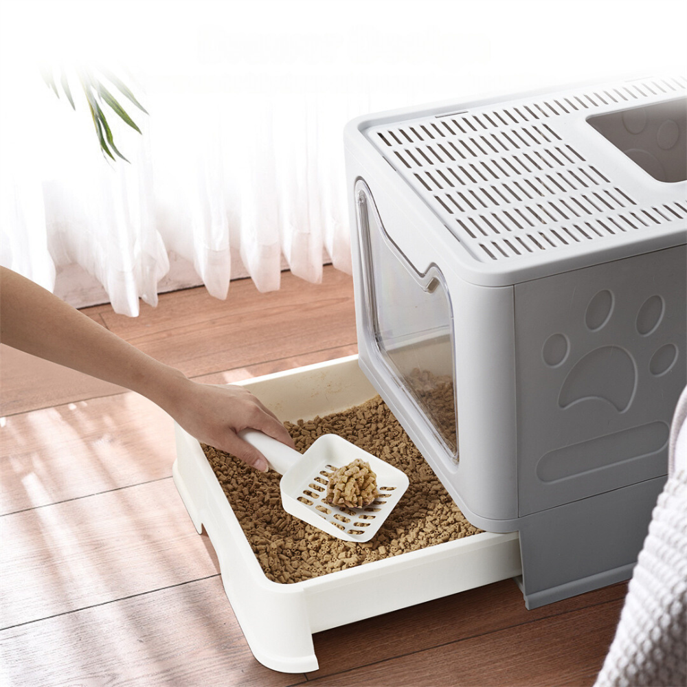 Tidy Cat Litter Box Enclosure with Portable Scoop Drawer_4